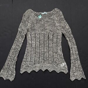 Y2K Babydoll Pullover Sweater Top Women S Maurices Fairy Sheer Cable Knit Grunge